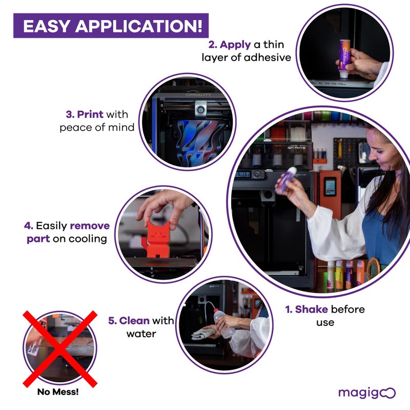 Magigoo  MPA2019 3D Printer Adhesive Glue for Nylon Filaments - Long-Lasting and Reduces Warping on Flex Plate, Glass, PEI, Buildtak & Kapton - 3D Printing Accessories, Supplies, and Materials (50mL) - Image 3
